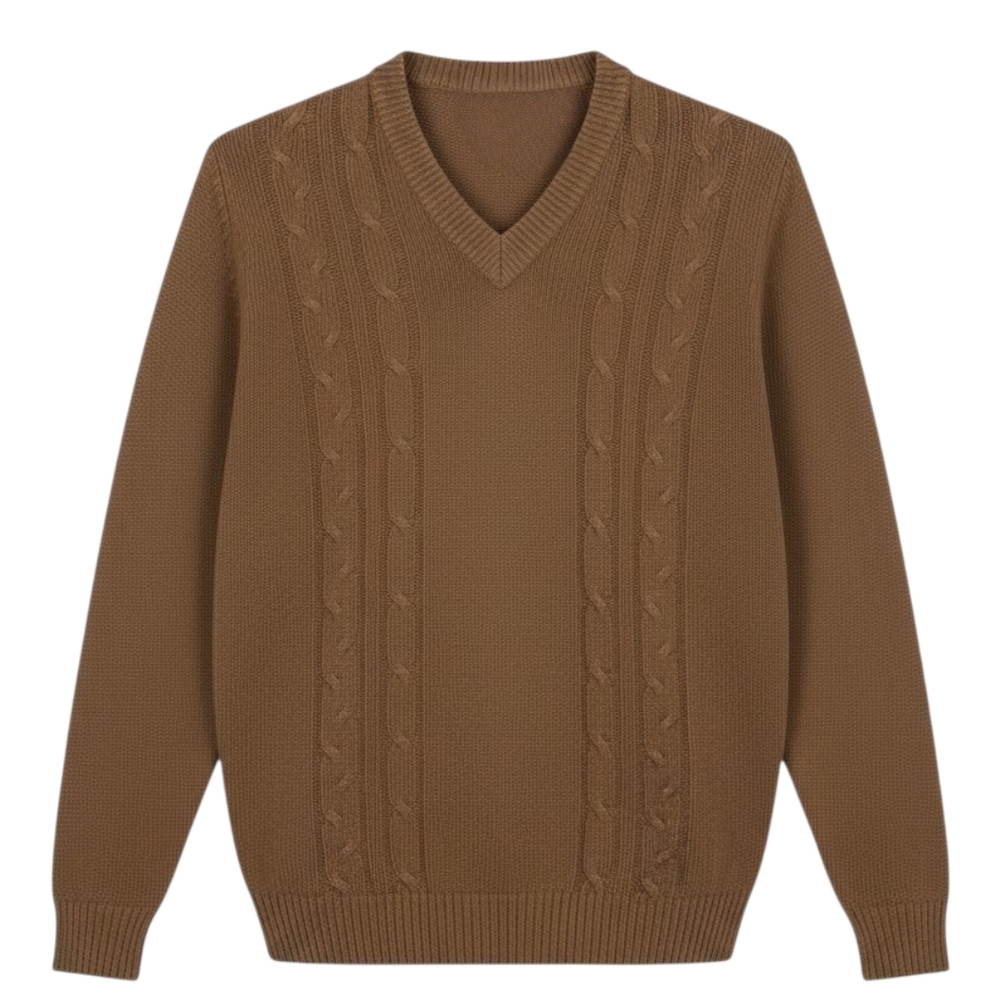 Vintage Saks Fifth Ave Brown Cable-Knit Sweater Scotland 100% Wool XL Heritage